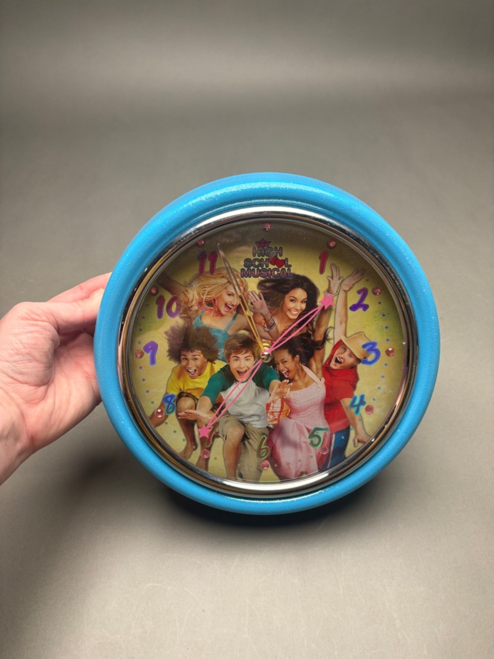 Disney High School Musical Blue Wall Clock with Colorful Face Nonworking